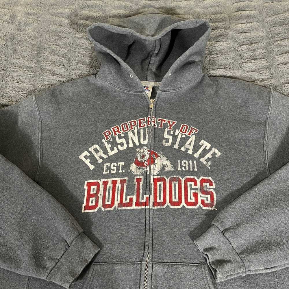 Russell Athletic Fresno State Bulldogs Full Zip Hoodie Gray XL AP429